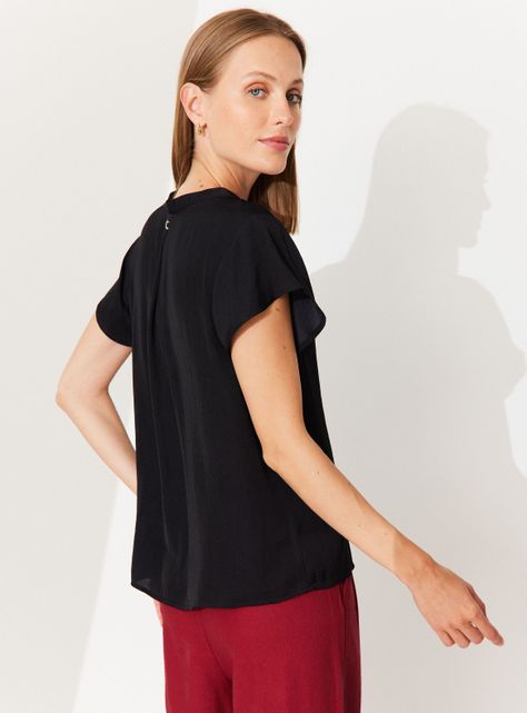 Blusa Cuello V Cruzado en Satín-1