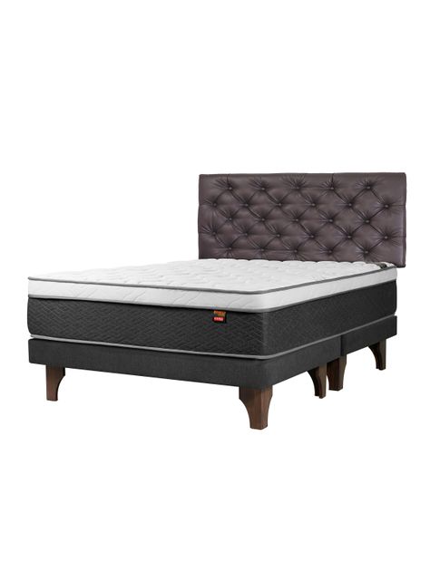 Cama Europea Everest Cobre 2 Plazas Base Dividida + Respaldo Capitoné-0