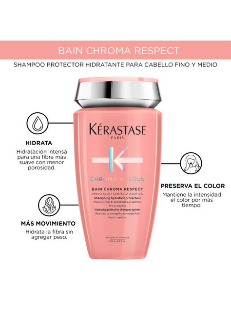 Shampoo XL Protección Del Color Cabello Fino Bain Chroma Respect Chroma Absolu 500ml-4
