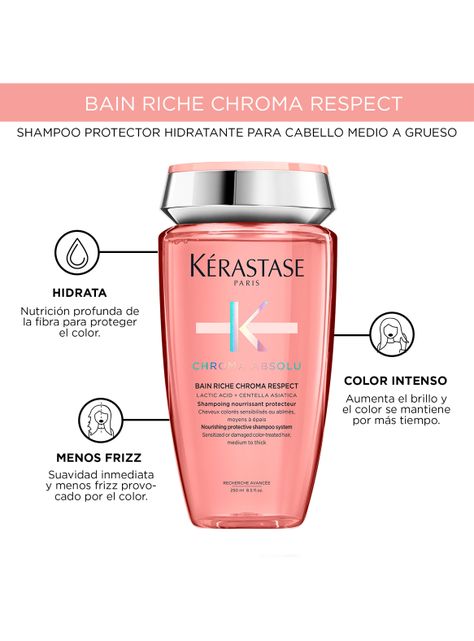 Shampoo XL Protección Del Color Cabello Grueso Bain Riche Chroma Respect Chroma Absolu 500ml-4