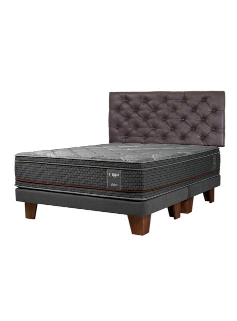Cama Europea Everest Copper Black 2 Plazas Base Dividida Respaldo Capitoné-0