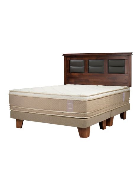 Cama Europea Cotton Organic 2 Plazas Base Dividida Respaldo Villarreal-0