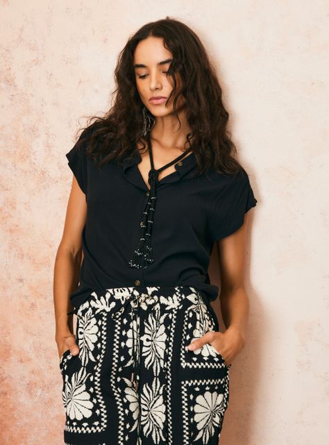 Blusa Cuello Mao Abotonadura Central-0