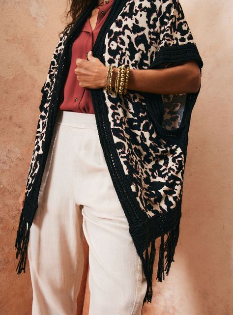 Cárdigan Estampado con Macramé en Espalda-3