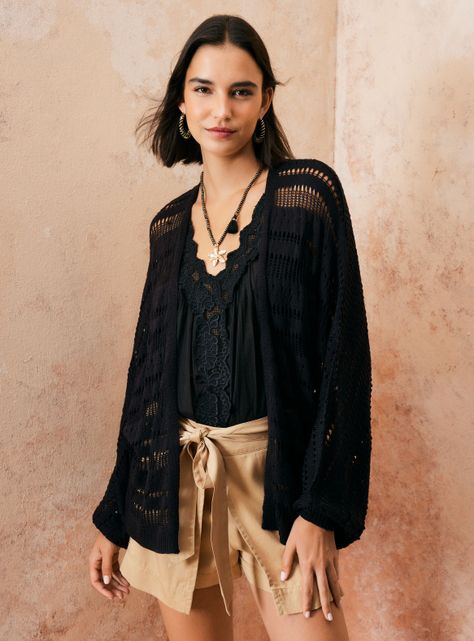 Chaleco Tipo Kimono y Punto Calado-0
