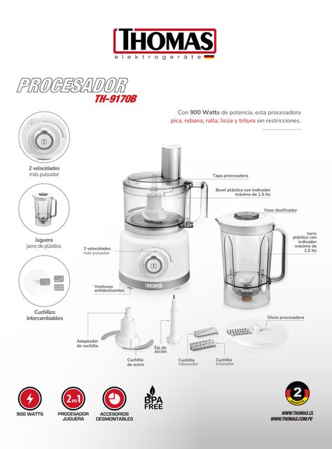 Licuadora y Procesadora de Alimentos TH-9170B-1