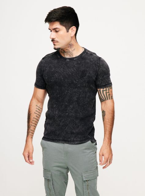Polera Ajustada Lavada Acid Wash Espalda Larga-0