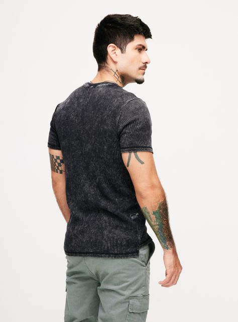 Polera Ajustada Lavada Acid Wash Espalda Larga-1