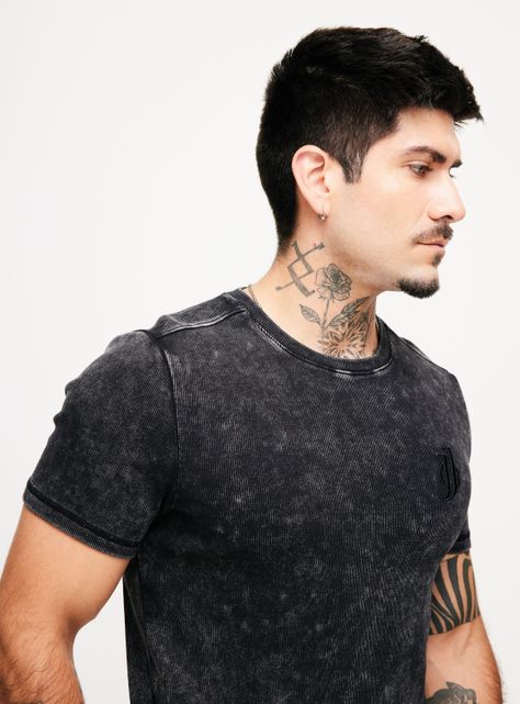 Polera Ajustada Lavada Acid Wash Espalda Larga-2