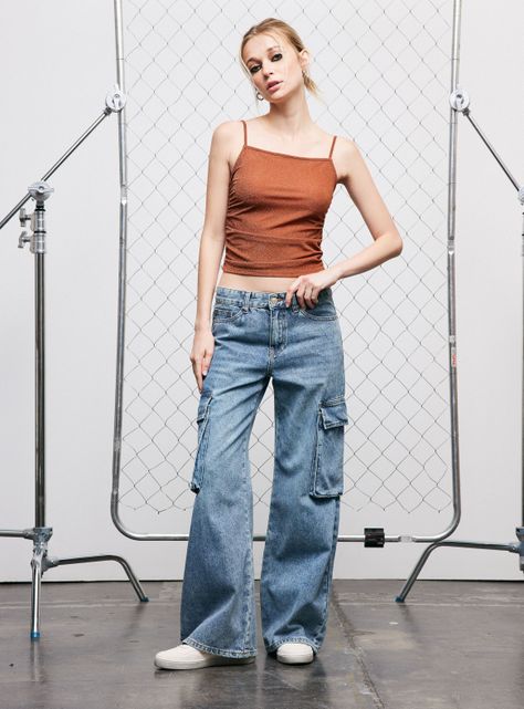 Jeans Cargo de Tiro Medio-4