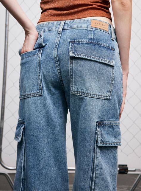 Jeans Cargo de Tiro Medio-3
