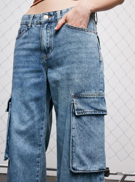 Jeans Cargo de Tiro Medio-2