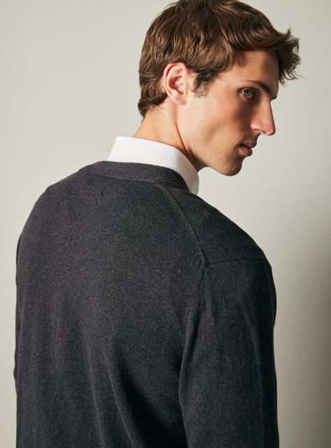 Sweater Cardigan Algodón y Lana Merino-3