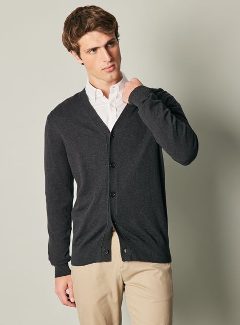 Sweater Cardigan Algodón y Lana Merino-0