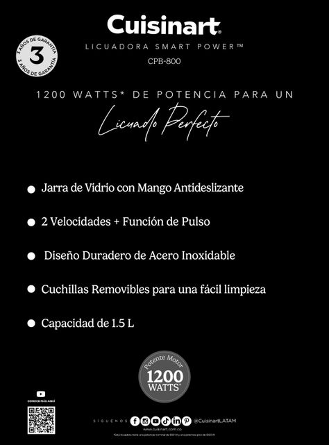 Licuadora Smart Power 900W CPB800CL-4