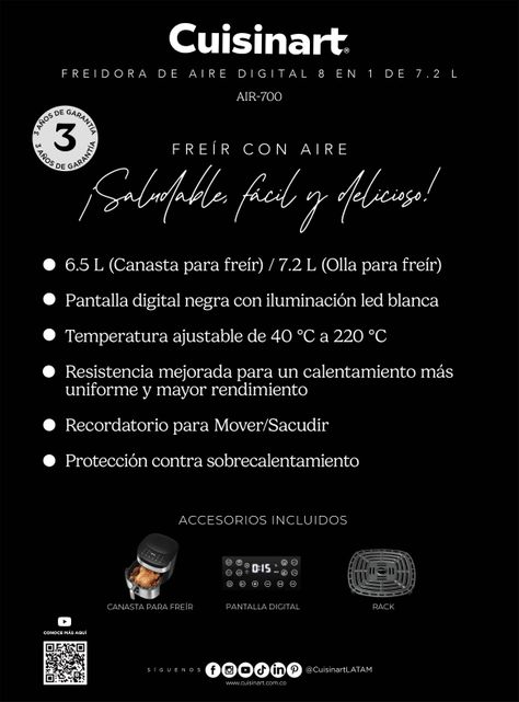Freidora de Aire Digital 8 en 1 AIR700CL 7.2 Litros-2