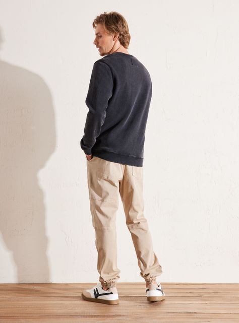 Polerón Rib Neck Collar y Bordado Acid Wash-5