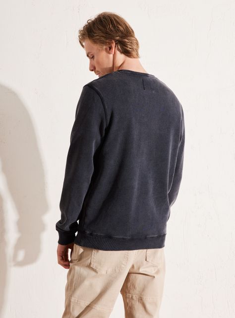 Polerón Rib Neck Collar y Bordado Acid Wash-1