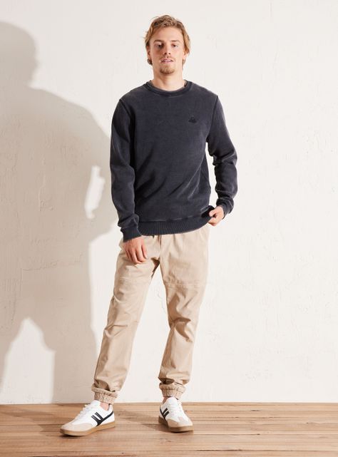 Polerón Rib Neck Collar y Bordado Acid Wash-4