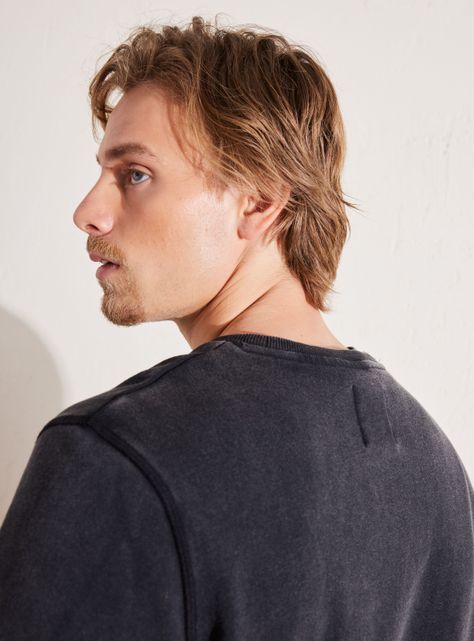 Polerón Rib Neck Collar y Bordado Acid Wash-2