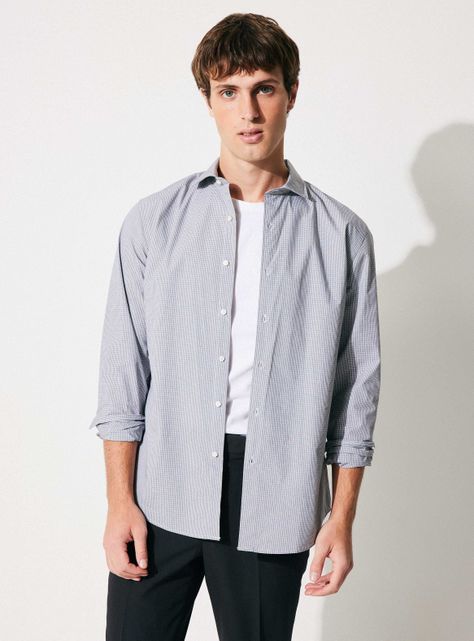Camisa Poplin Mini Cuadro Algodón con Spandex-0