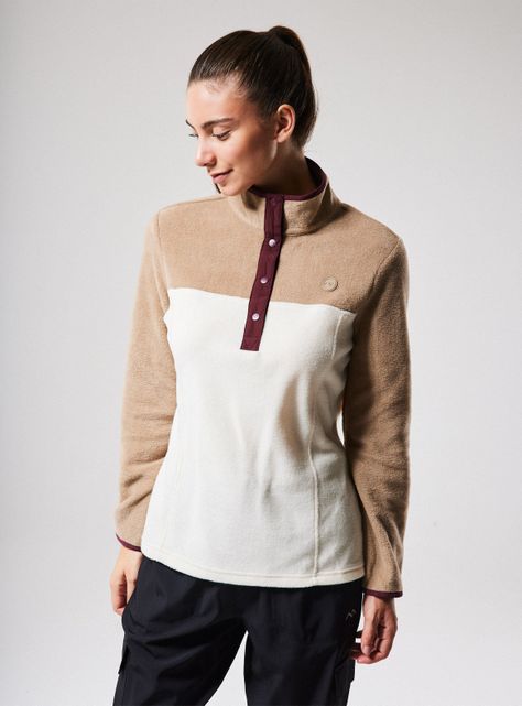 Polar Color Block Cuello Alto Botones De Snap-0