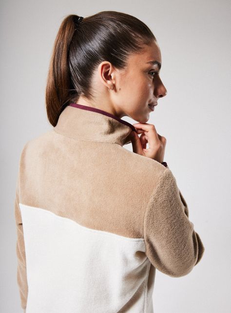 Polar Color Block Cuello Alto Botones De Snap-3