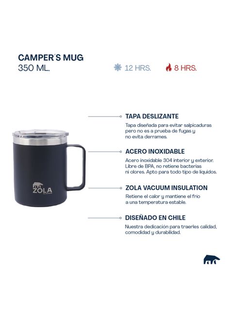 Taza Térmica Campers Mug 350 ml Gris-1