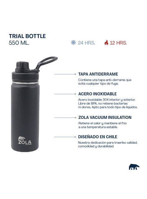 Botella Térmica 550 ml Negro-1