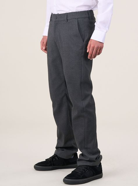 Pantalón Escolar Slim Fit Gris Colegio-2