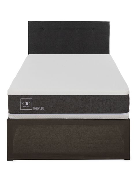 Cama Europea Iron Smart Ortopedic 1.5 Plazas + Respaldo Black + Faldón-2