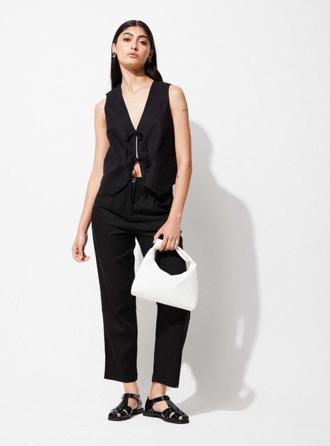 Blusa Vest Listado con Lino Forro y Amarras-4