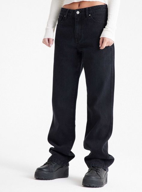 Jeans Look Vintage Tiro Medio-0