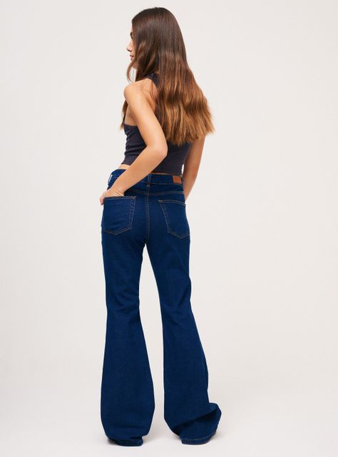 Jeans Flare un Botón-5