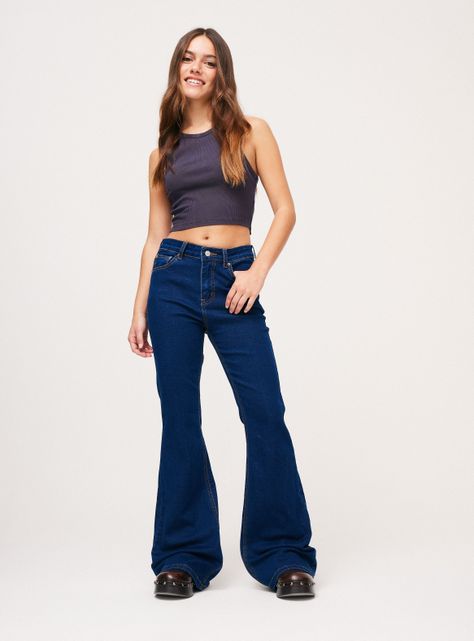Jeans Flare un Botón-4