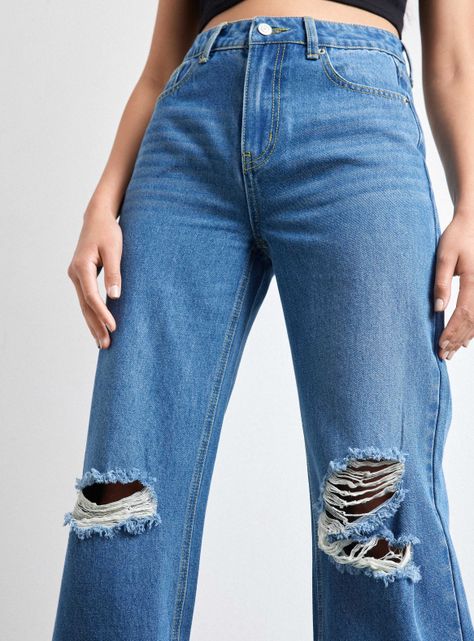 Jeans Wide Leg Roturas Rodilla-2