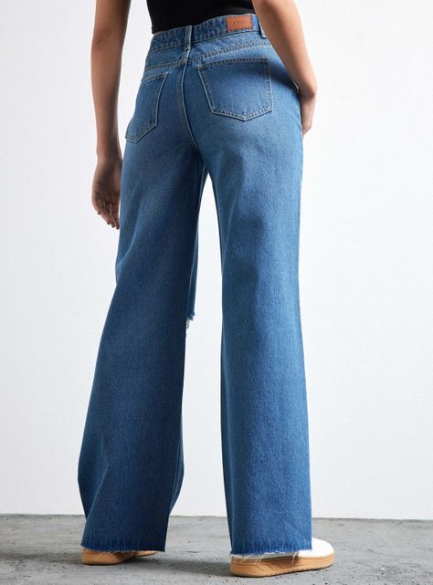Jeans Wide Leg Roturas Rodilla-1