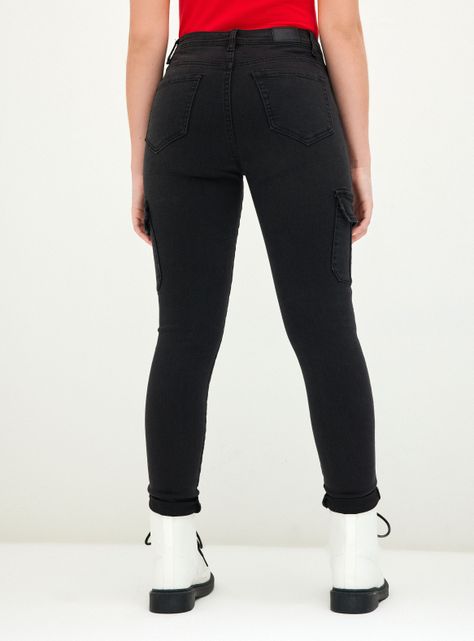 Jeans Skinny Cargo Tiro Medio-1