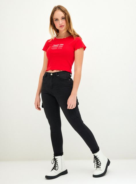 Jeans Skinny Cargo Tiro Medio-3
