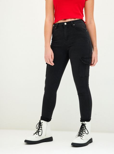 Jeans Skinny Cargo Tiro Medio-0