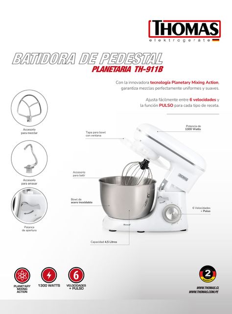 Batidora de Pedestal Planetaria TH-911B-1