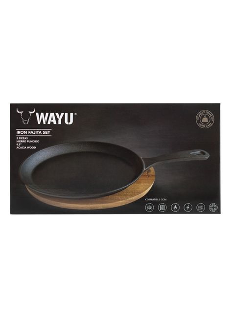 Sartén Wayu Iron Cast + Base Madera-2