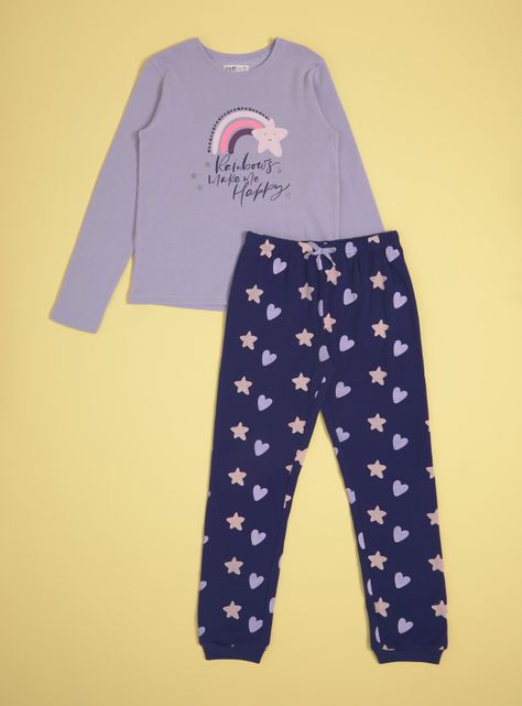 Pijama Estampado 2 Piezas Manga Larga-0