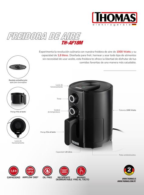Freidora de Aire 1.8 Litros TH-AF18M-1