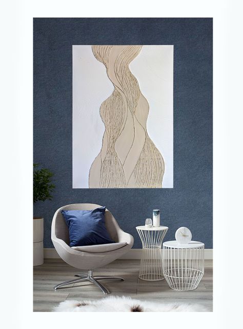 Cuadro Relive Lineales Blanco 90x120 cm-3