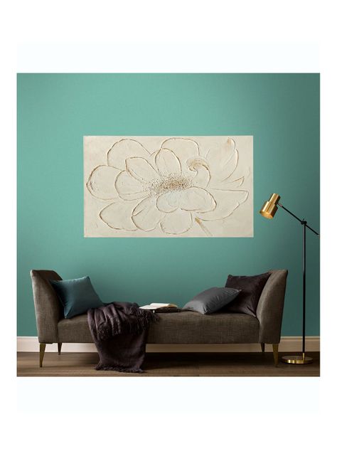 Cuadro Flor con Relieve Blanco Dorado 90x120 cm-3