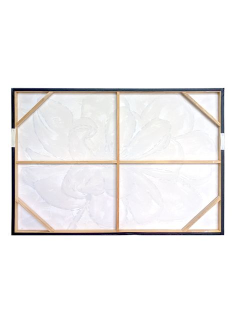 Cuadro Flor con Relieve Blanco Dorado 90x120 cm-2