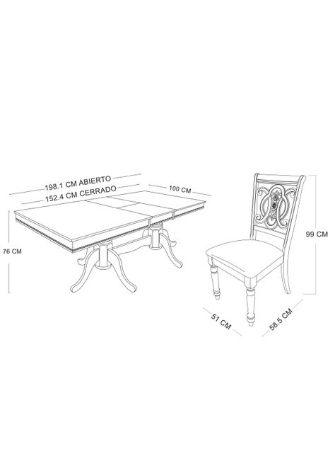 Juego de Comedor Extensible Escocia 4 Sillas + 2 Sitiales-2