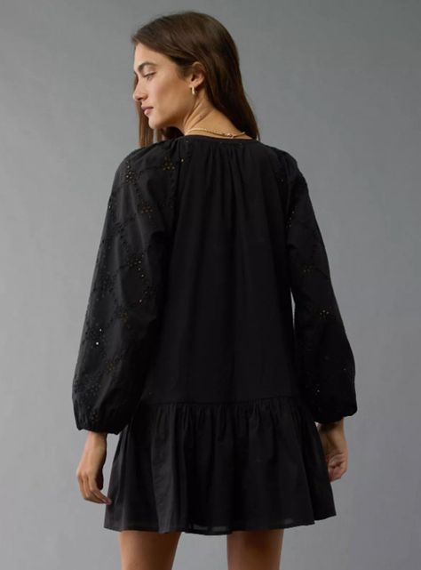 Vestido Ae Corto Estilo Camisero con Cintura Caída-1