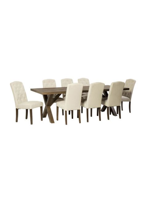 Juego de Comedor Cruzeta + 8 Sillas Beige-1